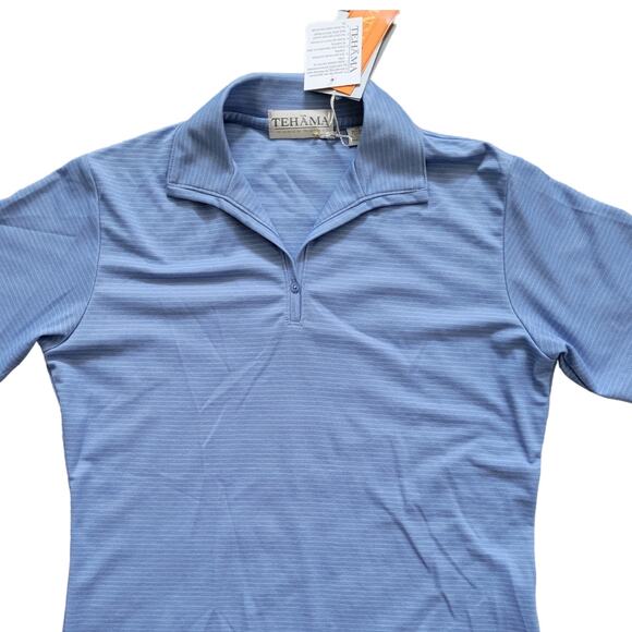 Tehama Women Golf Polo Short Sleeve Blue Collared Hang Em Dry Pima Cotton Sz S - Picture 3 of 8